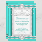 Princess Quinceanera Jade Aquamarin Diamond Tiara Einladung (Vorne/Hinten)