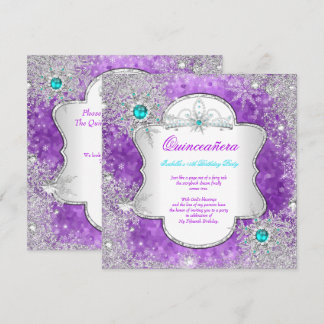 Princess Quinceanera Lila Aquamarines Winterwunder Einladung