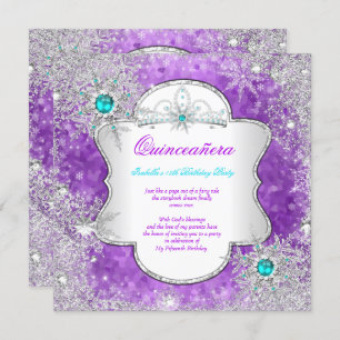 Princess Quinceanera Lila Aquamarines Winterwunder Einladung