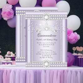Princess Quinceanera Lilac Hearts Diamond Tiara Einladung