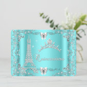 Princess Quinceanera Magical Aquamarin Blue Silver Einladung (Stehend Vorderseite)