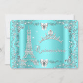 Princess Quinceanera Magical Aquamarin Blue Silver Einladung (Vorderseite)