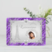 Princess Quinceanera Magisches Lila Silver Foto Einladung (Stehend Vorderseite)