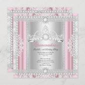 Princess Quinceanera Party Diamond Pink Tiara Einladung (Vorne/Hinten)