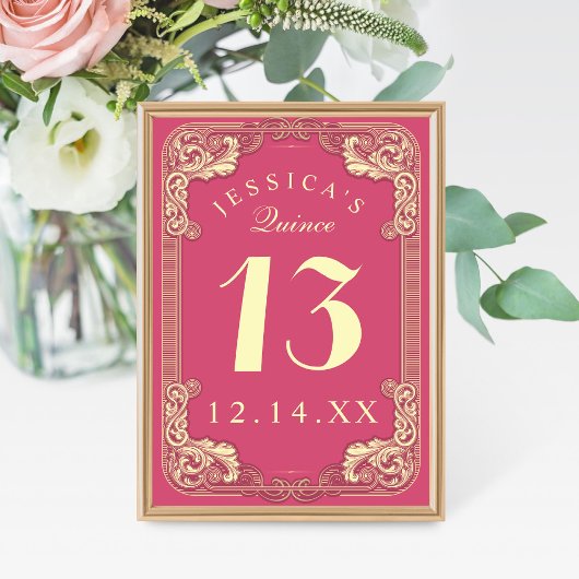 Princess Quinceanera Pink Tischnummer