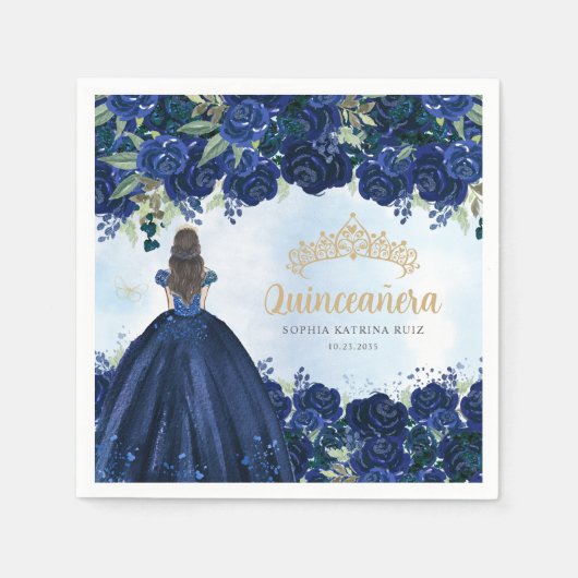 Princess Quinceanera, Prinzessin für blaues Gold d Serviette (Vorderseite)