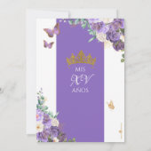 Princess Quinceanera, Prinzessin für Lila Blumensc Einladung (Rückseite)