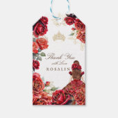 Princess Quinceanera - Rote Rosen zum Geburtstag Geschenkanhänger (Vorderseite)