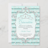 Princess Quinceanera weiche aquamarin-blaue Diaman Einladung (Vorderseite)
