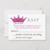 Princess R.S.V.P RSVP Karte (Vorderseite)