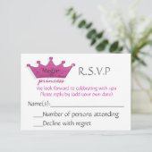 Princess R.S.V.P RSVP Karte (Stehend Vorderseite)