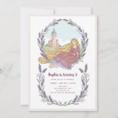 Princess Rapunzel Floral Lavender Birthday Einladung (Vorderseite)