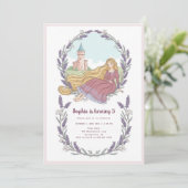 Princess Rapunzel Floral Lavender Birthday Einladung (Stehend Vorderseite)
