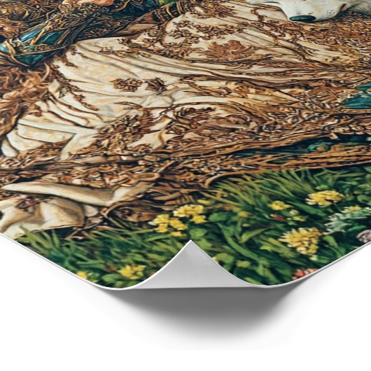 Princess Reading von ihrem Wolf Pet Poster (Ecke)