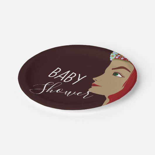 Princess Red Baby Dusche Pappteller (Schrägansicht)