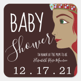 Princess Red Baby Dusche Save the Date Quadratischer Aufkleber