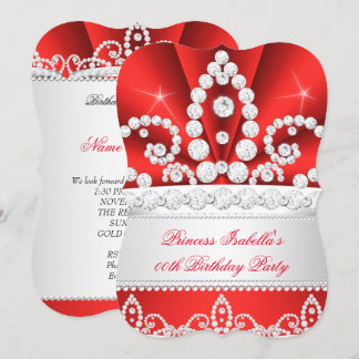 Princess Red Diamond Tiara Geburtstagsparty Einladung