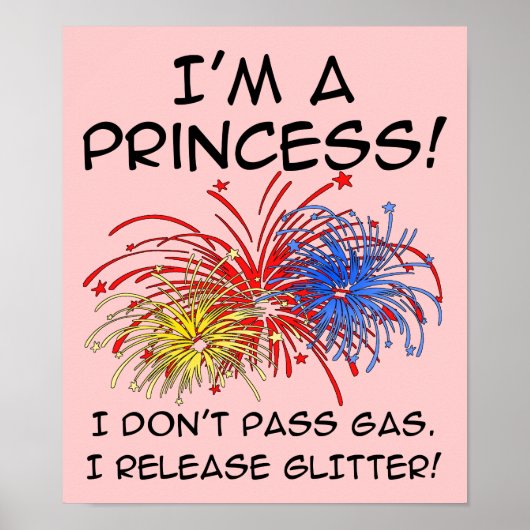 Princess Release Glitzer Funny Poster Sign (Vorne)