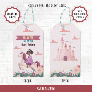 Princess Riding Unicorn Gefallen-Geschenk-Tag Geschenkanhänger