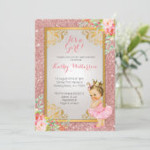 Princess Rose Gold Baby Dusche Einladung (Stehend Vorderseite)