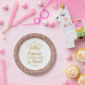 Princess Rose Gold Pink Glitzer Crown Birthday Pappteller (Party)
