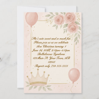 Princess Rose zum Geburtstag Einladung