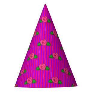Princess Rosenknospe Stripes-2-PAPER PARTY HATS Partyhütchen