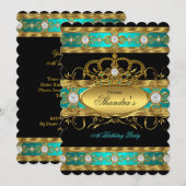 Princess Royal Aquamarin Gold Diamond Queen Crown Einladung (Vorne/Hinten)
