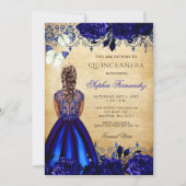 Princess Royal Blue Butterfly Quinceañera Einladung (Vorderseite)