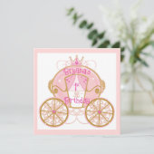 Princess Royal Carriage Pink 1. Geburtstag Party Einladung (Stehend Vorderseite)