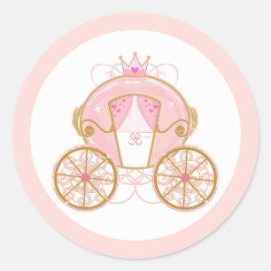 Princess Royal Carriage Pink & Gold Geburtstagspar Runder Aufkleber