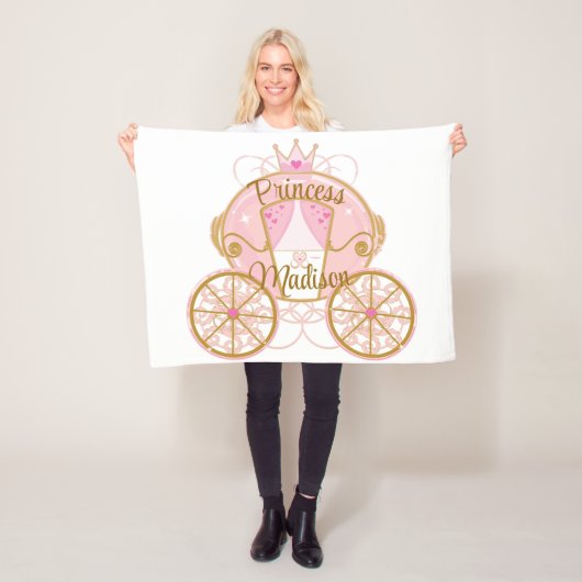 Princess Royal Carriage Pink & Gold Personalisiert Fleecedecke (Beispiel)