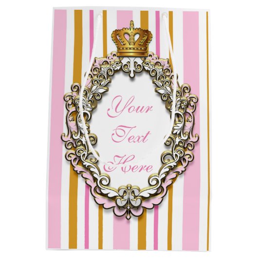 Princess Royal Crown Pink & Gold Personalisierte T Mittlere Geschenktüte (Rückseite)
