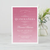 Princess Royal Elegante Pink Quinceanera Einladung (Stehend Vorderseite)