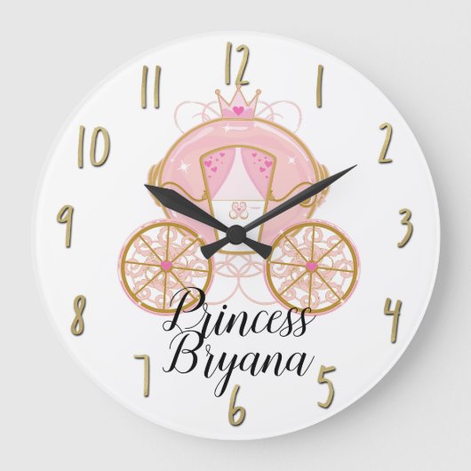 Princess Royal Pink & Gold Carriage Wall Art Große Wanduhr (Vorderseite)