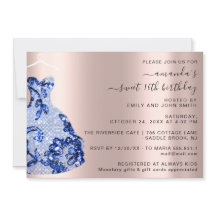 Princess Royal Rose Dress Sweet 16. Blue Navy