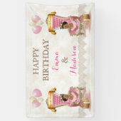 Princess Royal Throne African American Twins Girl Banner (Vertikal)