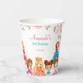 Princess Royals Pink Birthday Party 3rd Paper Cups Pappbecher (Vorderseite)
