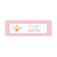 Princess-Rücksendeadresse Etikett Rosa Gold Crown 