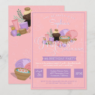 Princess Salon & Wellness-Center Geburtstagsparty  Einladung