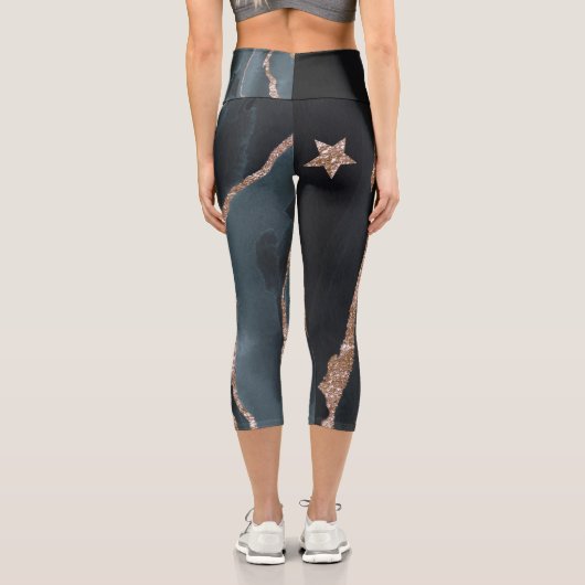 Princess Schmetterling Ballerina blau und gold Capri Leggings (Rückseite)