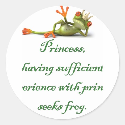 Princess Seeks Frog Round Sticker (Vorderseite)