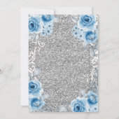 Princess Silver und Blue Rose Mis Quince Einladung (Rückseite)