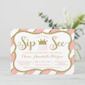 Princess Sip and See Baby Shower Einladung (Stehend Vorderseite)