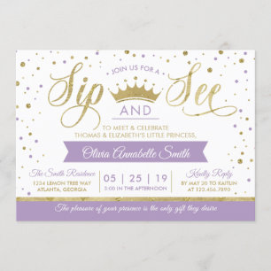 Princess Sip and See Baby Shower Einladung