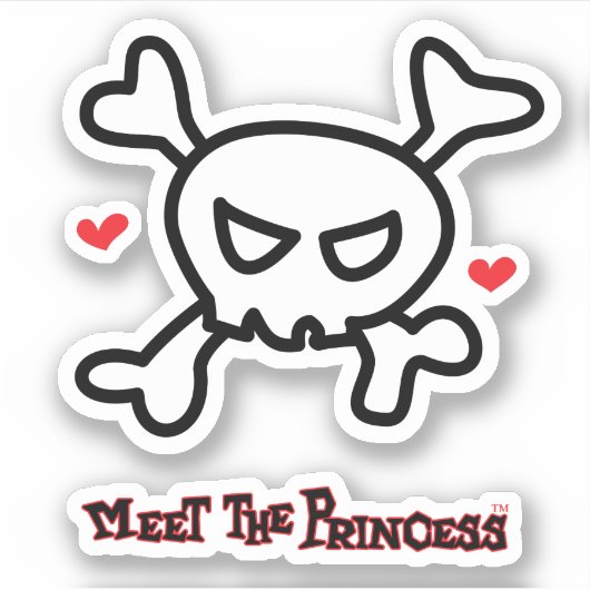 Princess Skull&Cross Bones Aufkleber (Vorderseite)