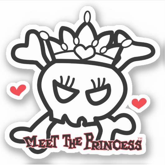 Princess Skull&Cross Bones w. tiara Aufkleber (Vorderseite)