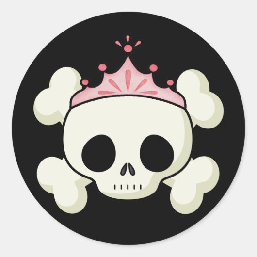 Princess Skull Runder Aufkleber (Vorderseite)