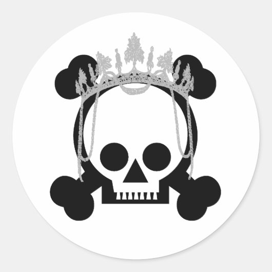 Princess Skulls Runder Aufkleber (Vorderseite)