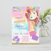 Princess Sleepover Party Slumber Girl Geburtstag Einladung (Stehend Vorderseite)